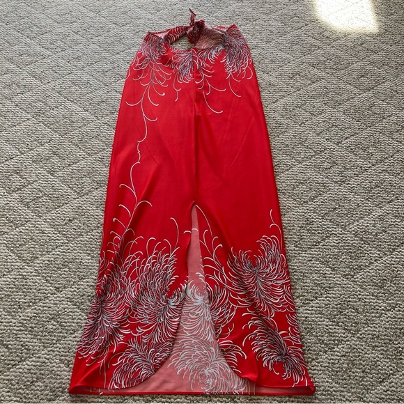 5/$15 Resort Line Hawaii Red Halter Cover-up Dress Large - Picture 3 of 7